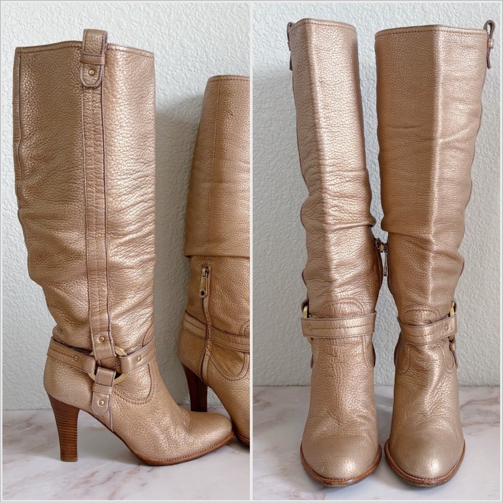 Bally Gold Heeled Boots